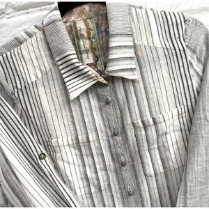 Aratta‎ Silent Journey Floral Back Button Shirt Boho Embroidered Top Size S